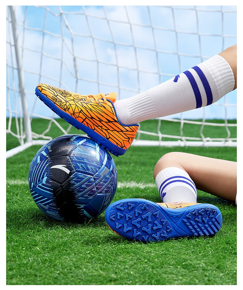 安踏儿童足球鞋碎钉春秋季童鞋小学生男童官网训练鞋运动鞋旗舰正蓝