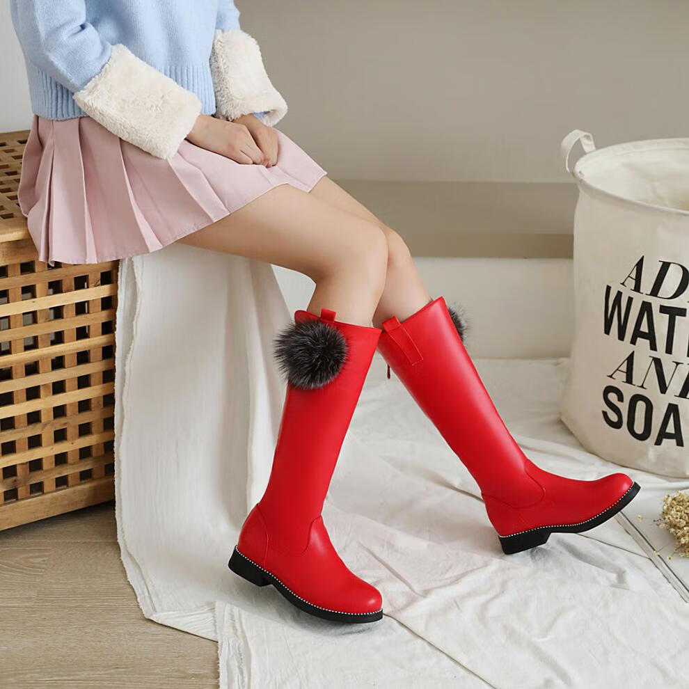 小女孩儿童长筒靴女童长靴子春秋新款公主时装高筒靴骑士靴单靴加绒