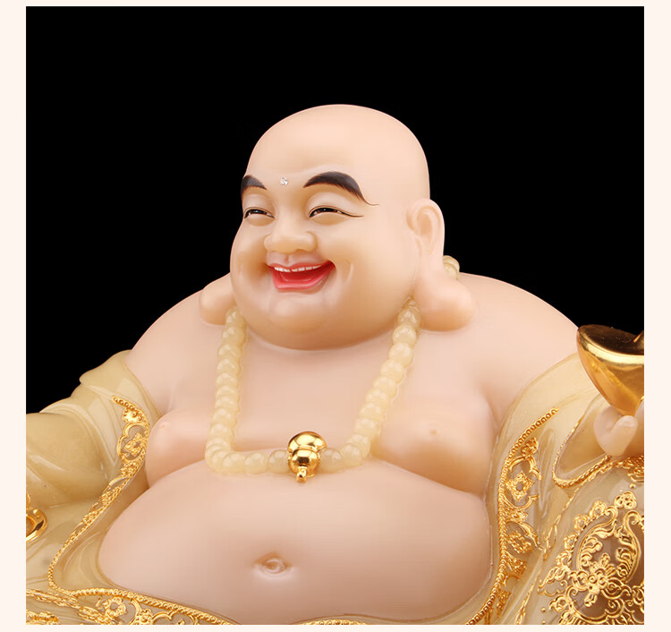 笑口常开弥勒佛笑佛大肚佛 黄玉汉白玉佛像弥勒佛笑佛大肚佛宽体