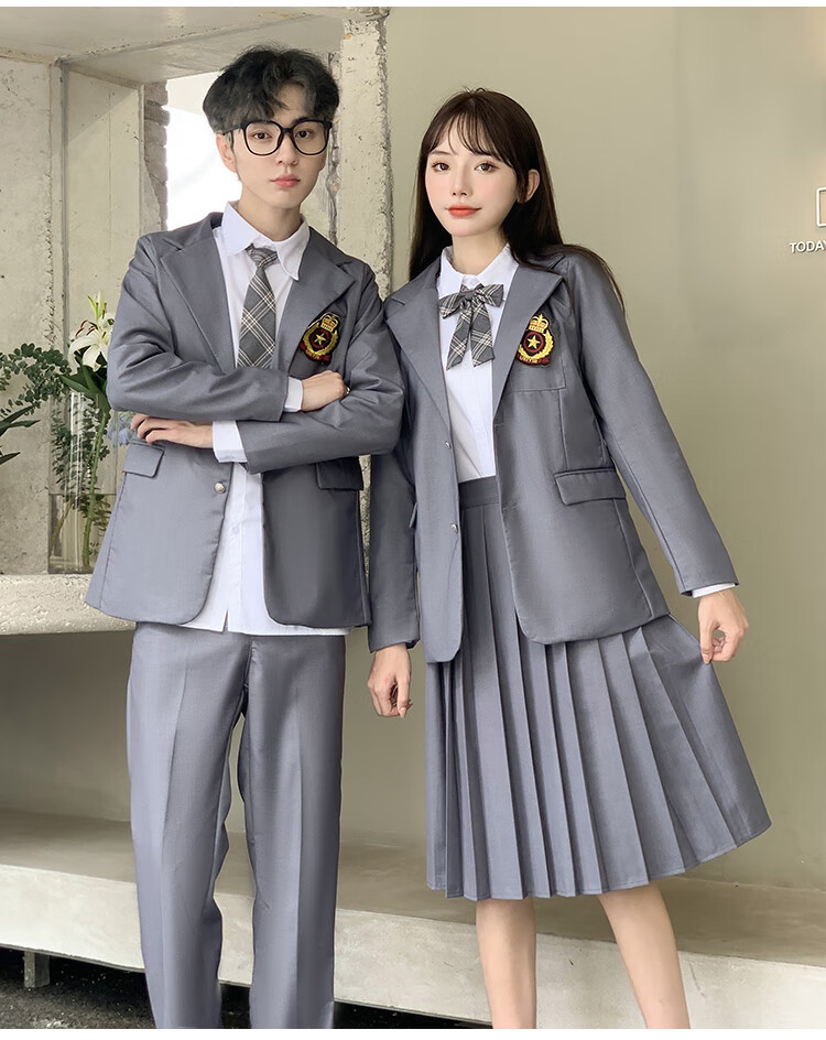 班服英伦西服套装高中学生宽松毕业合唱男生单独黑西装团购多多优惠