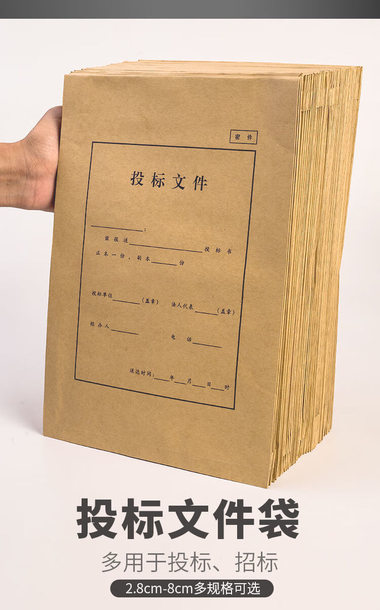 a4文件袋加厚牛皮紙資料袋標書招標專用asnsmvv投標a45cm10個送密封條