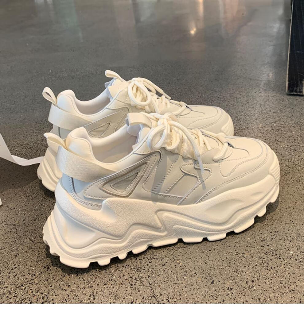 白色老爹鞋女2022春季新款厚底增高小白鞋欧货百搭休闲运动鞋白色单里