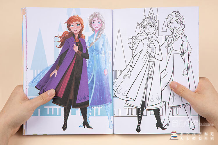 画画书714岁冰雪奇缘画画本涂色书儿童画册绘画册356岁迪士尼涂色画