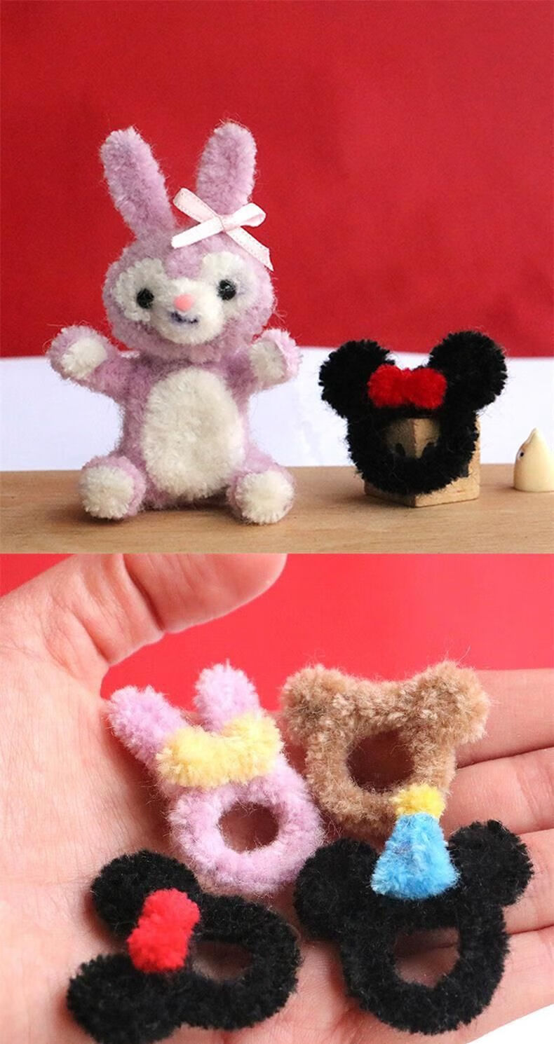 扭扭棒蜘蛛小蜘蛛卢卡斯彩色超密羊毛扭扭棒龙成品diy手工材料包 粉紫