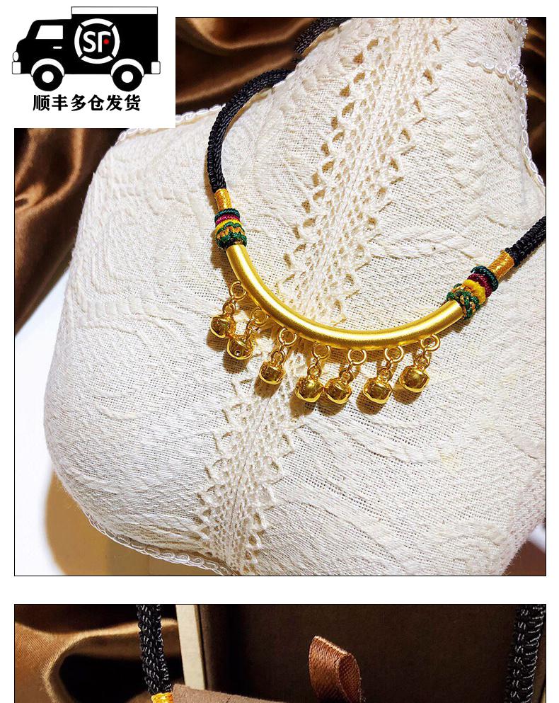 老凤凰弯管铃铛女新款转运珠吊坠3硬金子项链999挂坠编织首饰铃铛编绳