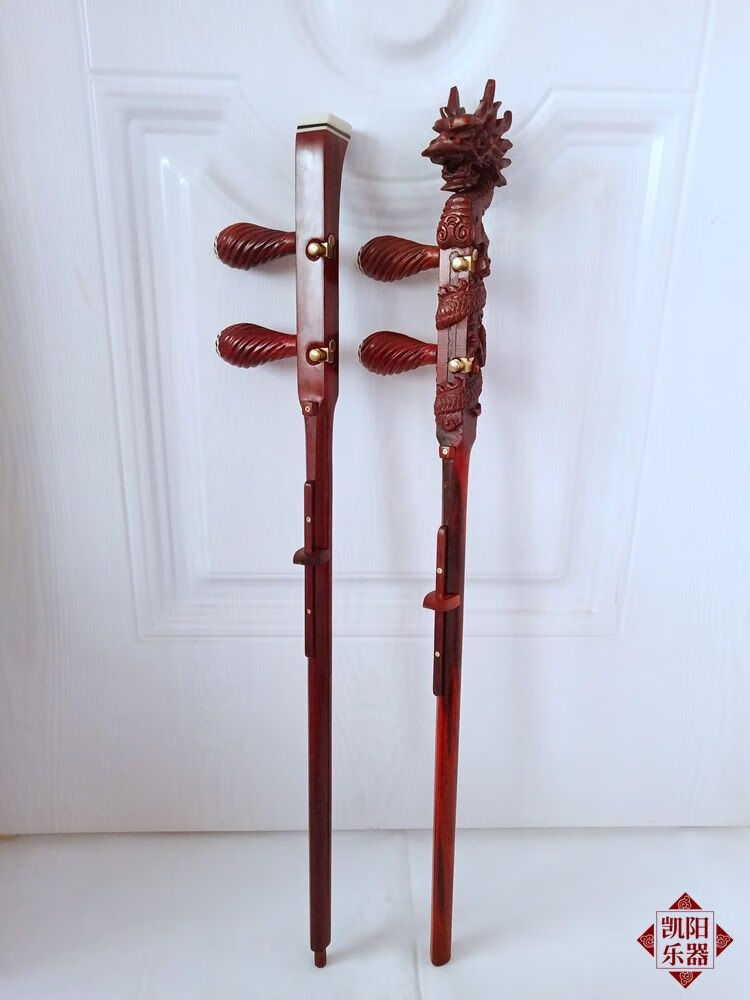 紫檀龙头豫剧板胡杆大盘龙平头豫剧板胡杆子评剧梆子通用紫檀平头板胡