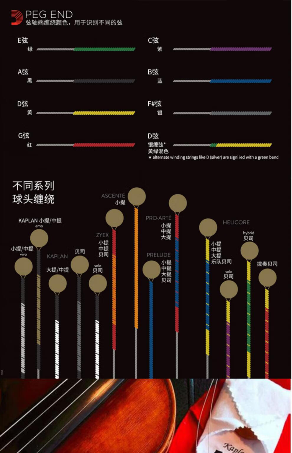 达达里奥提琴弦helicore高张力低张力44小提琴套弦h310系列提琴琴弦