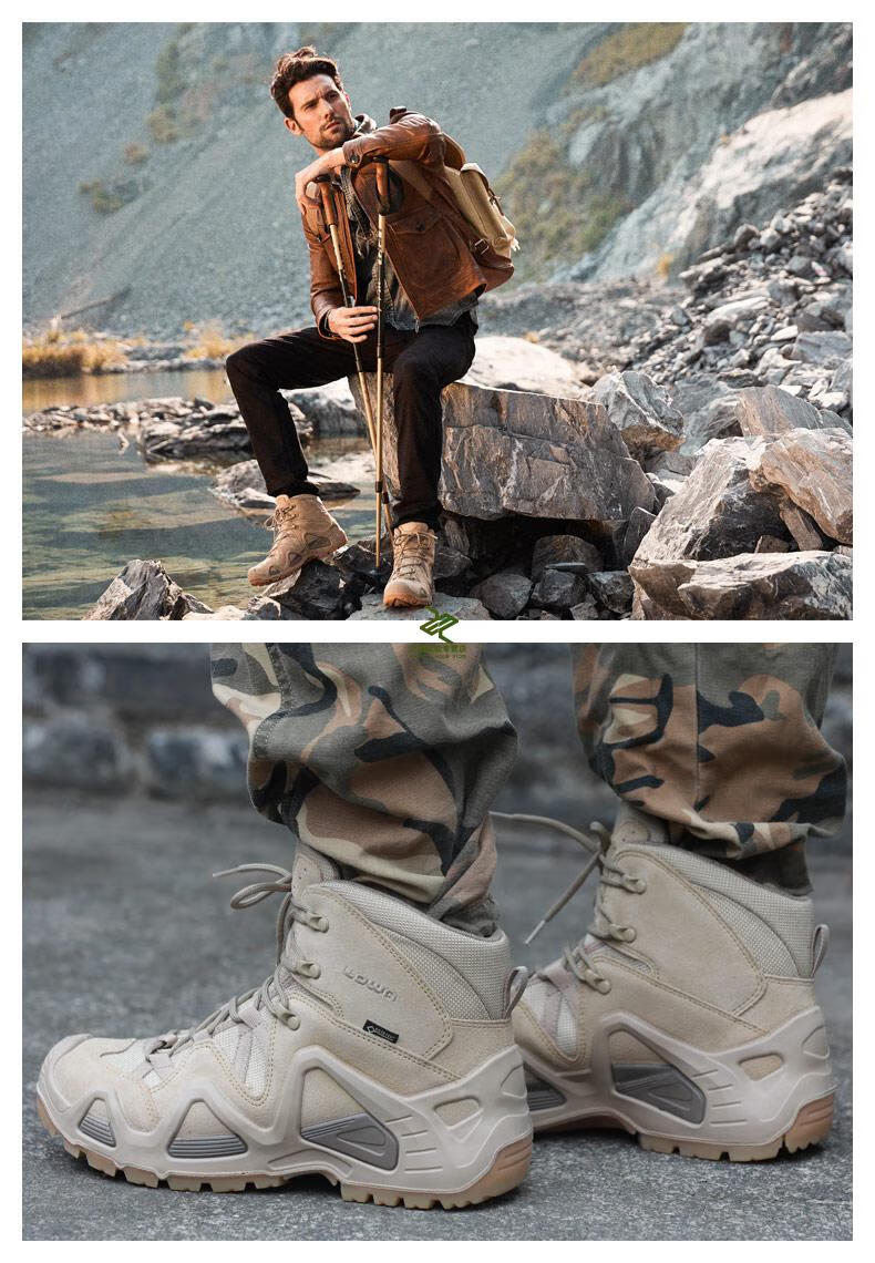 lowazephyr作战靴户外鞋zephyrgtx防水男女沙色中帮登山鞋徒步作战靴