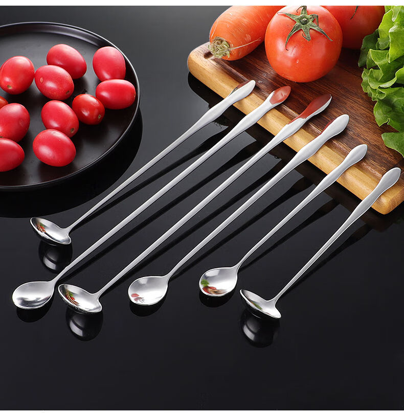 长柄勺子不锈钢调料勺加长把咖啡搅拌勺圆头小油勺餐馆厨师调味勺258