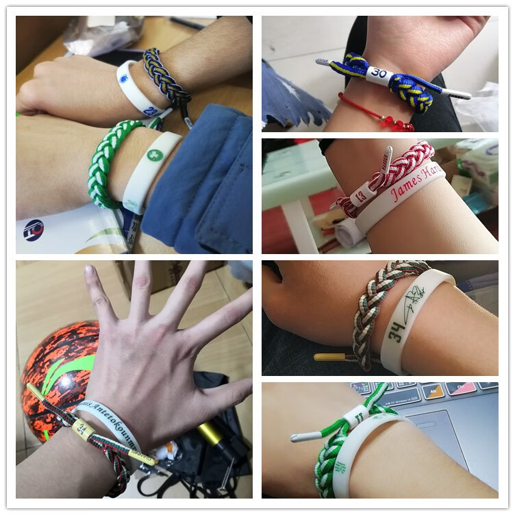 巧俪珠宝篮球手环编织手绳运动硅胶夜光男情侣学生库里科比欧文哈登
