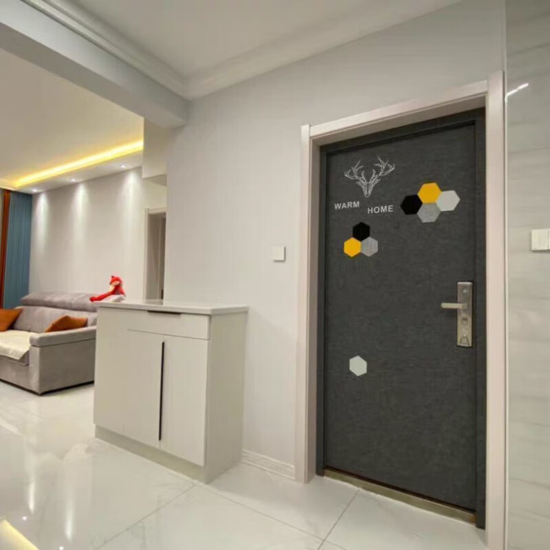 北欧毛毡门贴自粘防盗门入户门创意装饰贴纸旧木铁门翻新隔音改造浅