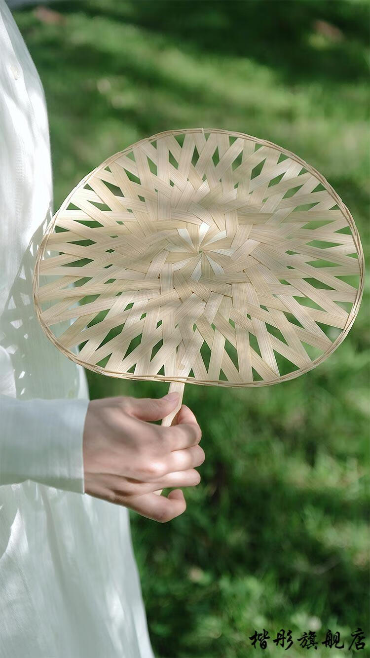 纯手工蒲扇竹加竹编扇子女家用古风团扇蓝色可爱蒲扇竹扇纳凉扇中国风