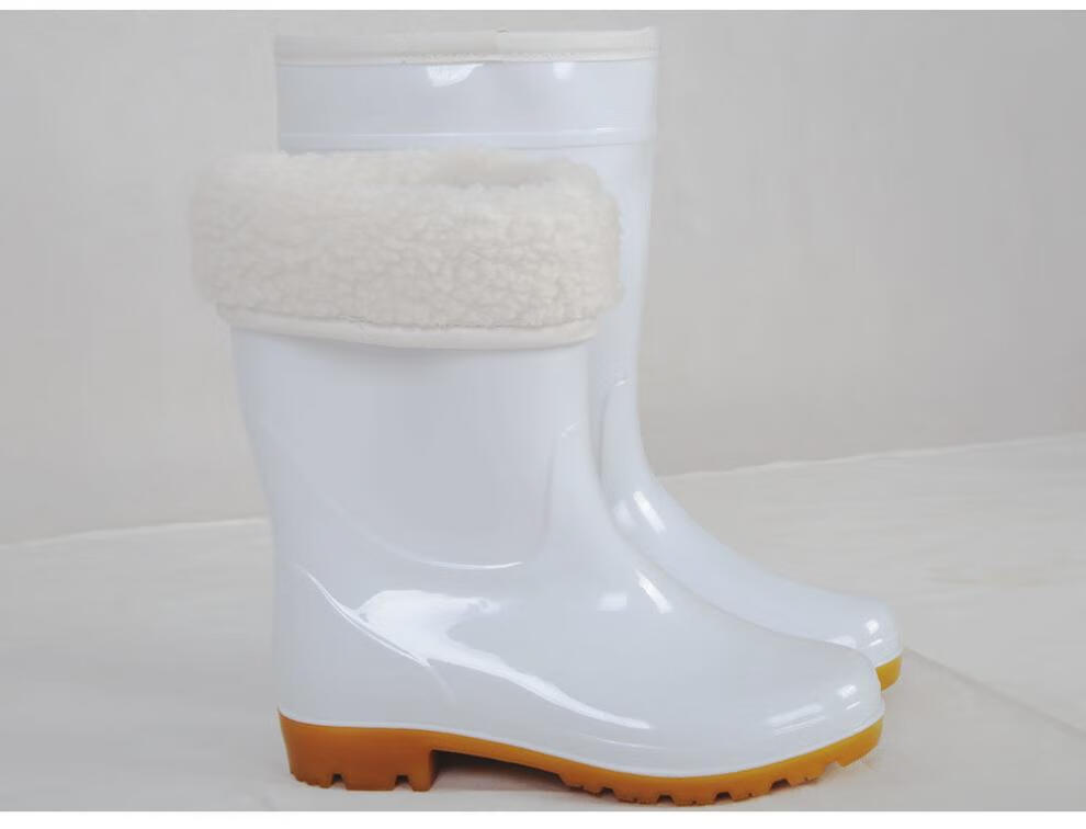 60白色雨鞋男款高筒耐磨中筒水鞋女防滑牛筋底劳保胶鞋加绒雨靴水靴