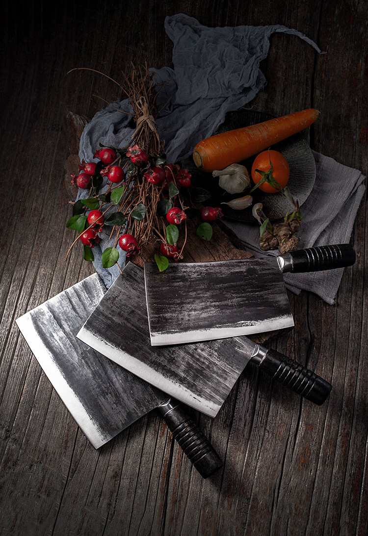 手工锻打菜刀九江弯刀厨师用厨房斩鸡鸭烧腊刀熟食刀商家用斩切刀龙泉