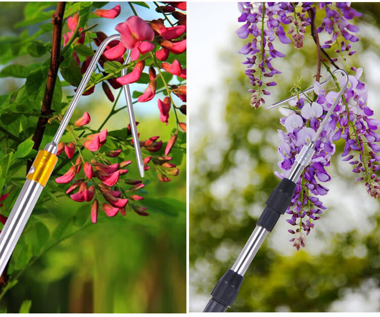 摘香椿槐花钩子不锈钢伸缩采摘杆多功能采摘香椿槐花工具香椿钩开口刀
