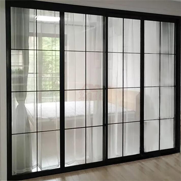 三联动玻璃推拉门 2021新款阳台厨房窄边三联动推拉门玻璃隔断移门平