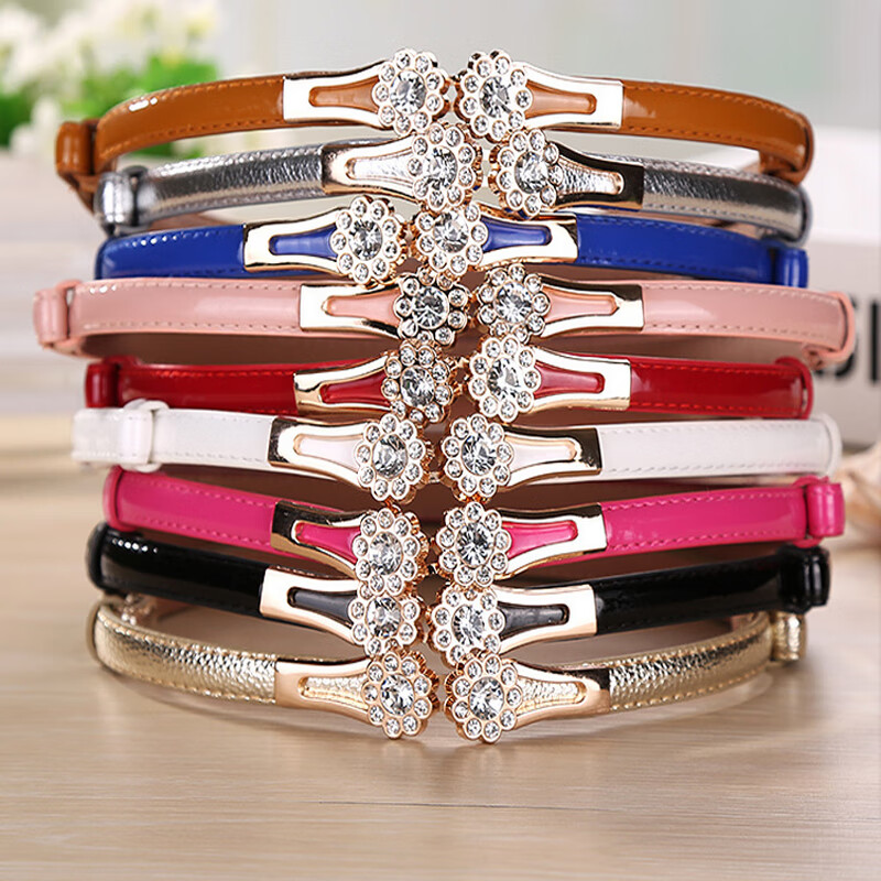 精选女士腰带细款装饰细腰带女时尚简约女式腰带小皮带钻扣韩版哈璐亚