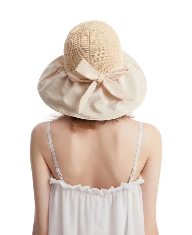 2022新款珂宣尼防晒帽珂宣尼防晒帽蝴蝶结遮阳大檐女太阳帽百搭黑胶