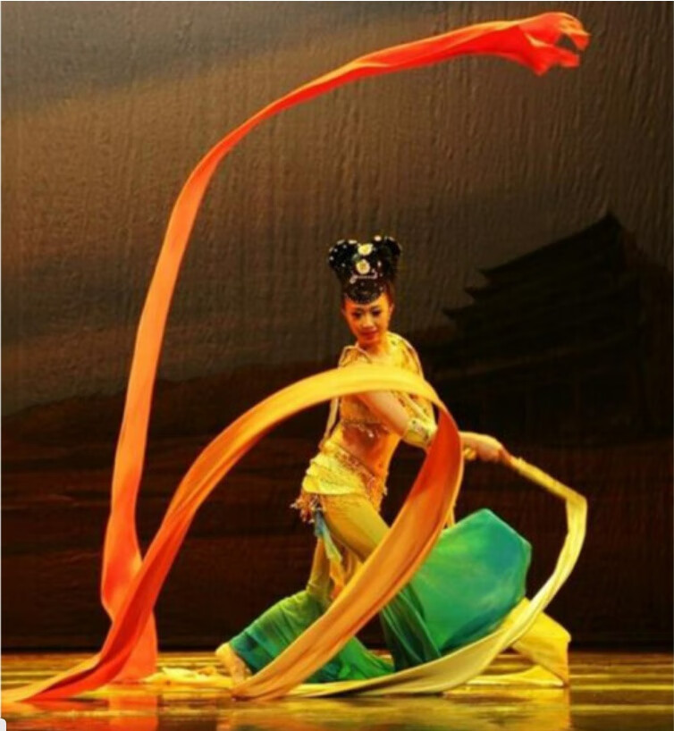 舞蹈彩色丝带 舞蹈彩绸彩带飞天舞李玉刚三色肚皮舞彩色长绸敦煌水袖