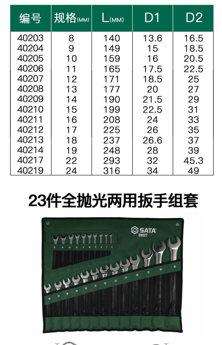 世达梅花扳手13mm两用扳手101213141516171819mm号梅花开口4023355mm