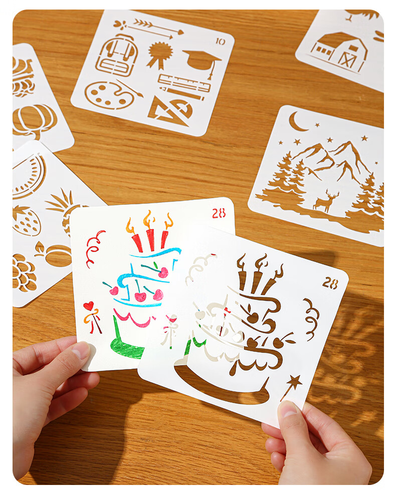 手绘涂鸦diy相册模版小学生镂空手抄报模板 幼儿园成长手册制作素材