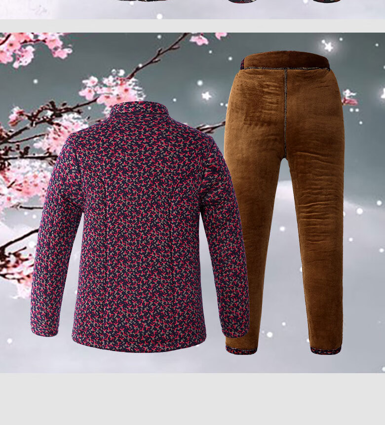 老奶奶棉衣棉裤套装80岁胖老太太冬季中老年女驼绒棉袄加绒加厚装两件