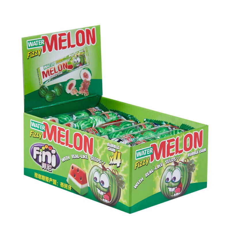 菲尼网球泡泡糖fini菲尼网球西瓜形夹心泡泡糖柠檬西瓜味口香糖20g包