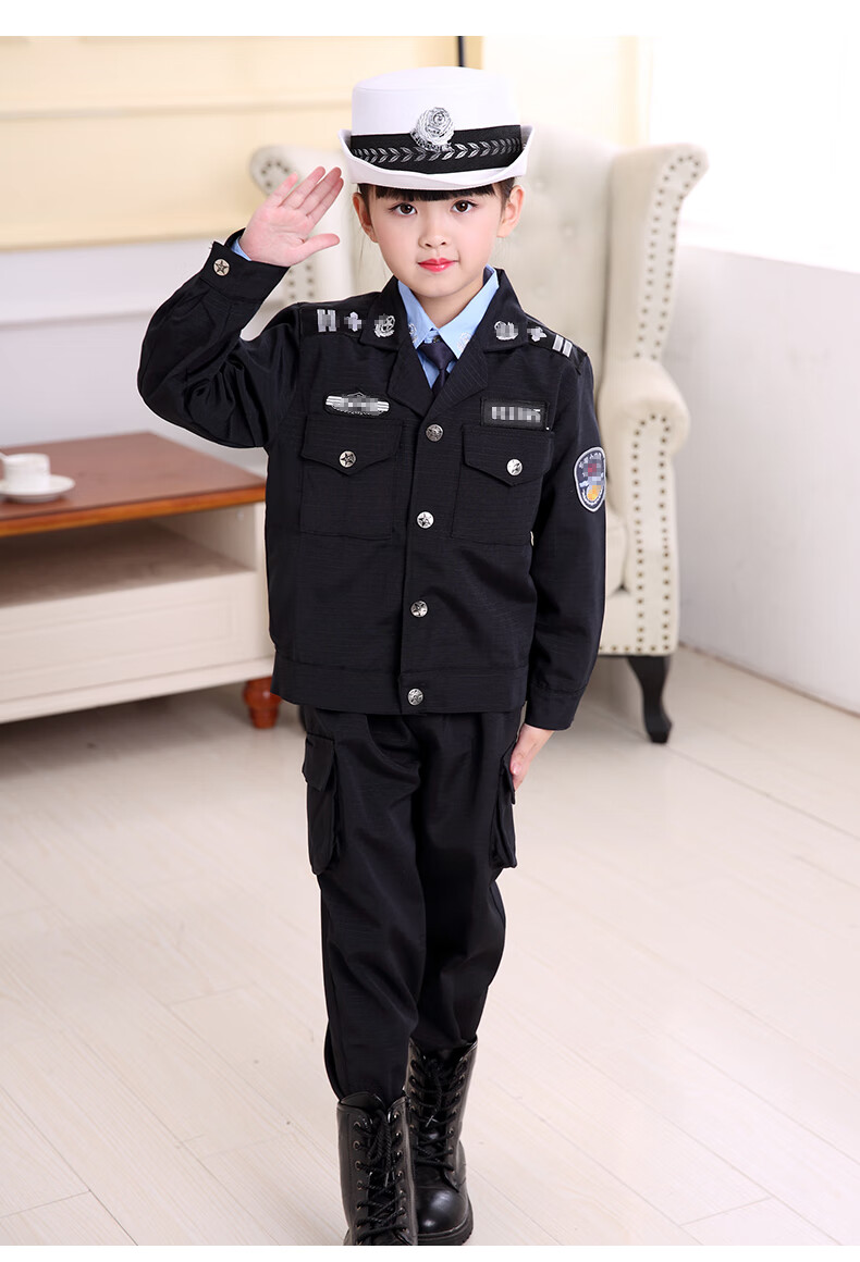 萌夫元旦节儿童小警察表演服cos衣服警官演出服套装六一万圣节敬察服