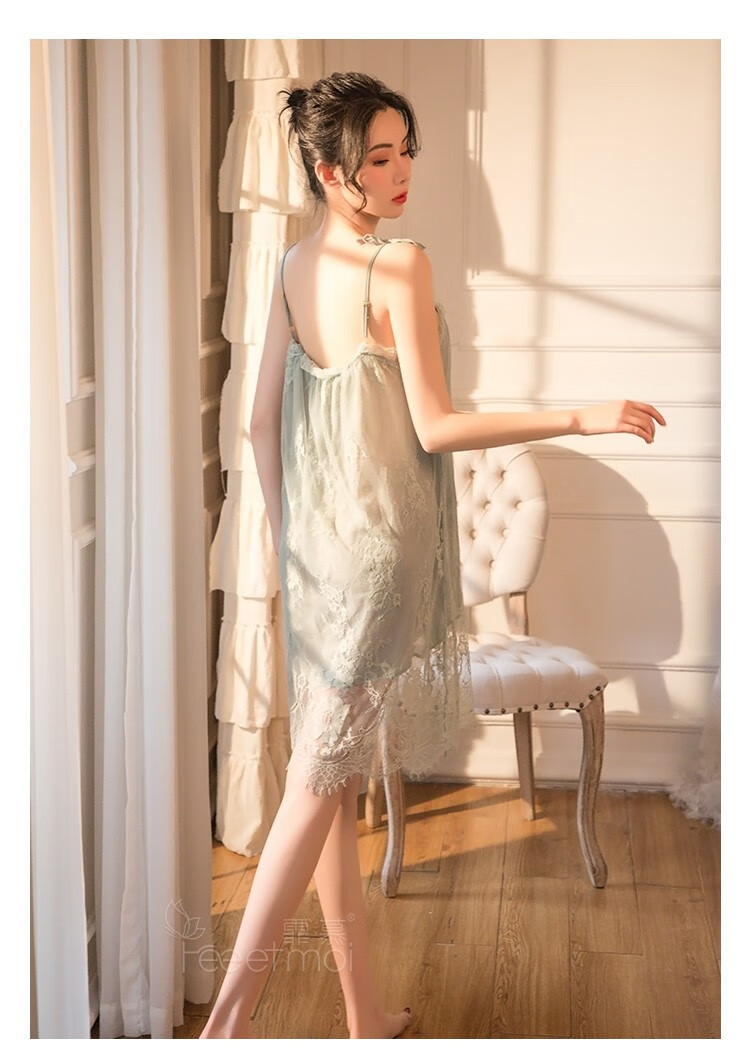 霏慕女套装诱惑制服吊带性感睡衣角色扮演连体开裆透视透明蕾丝睡裙开