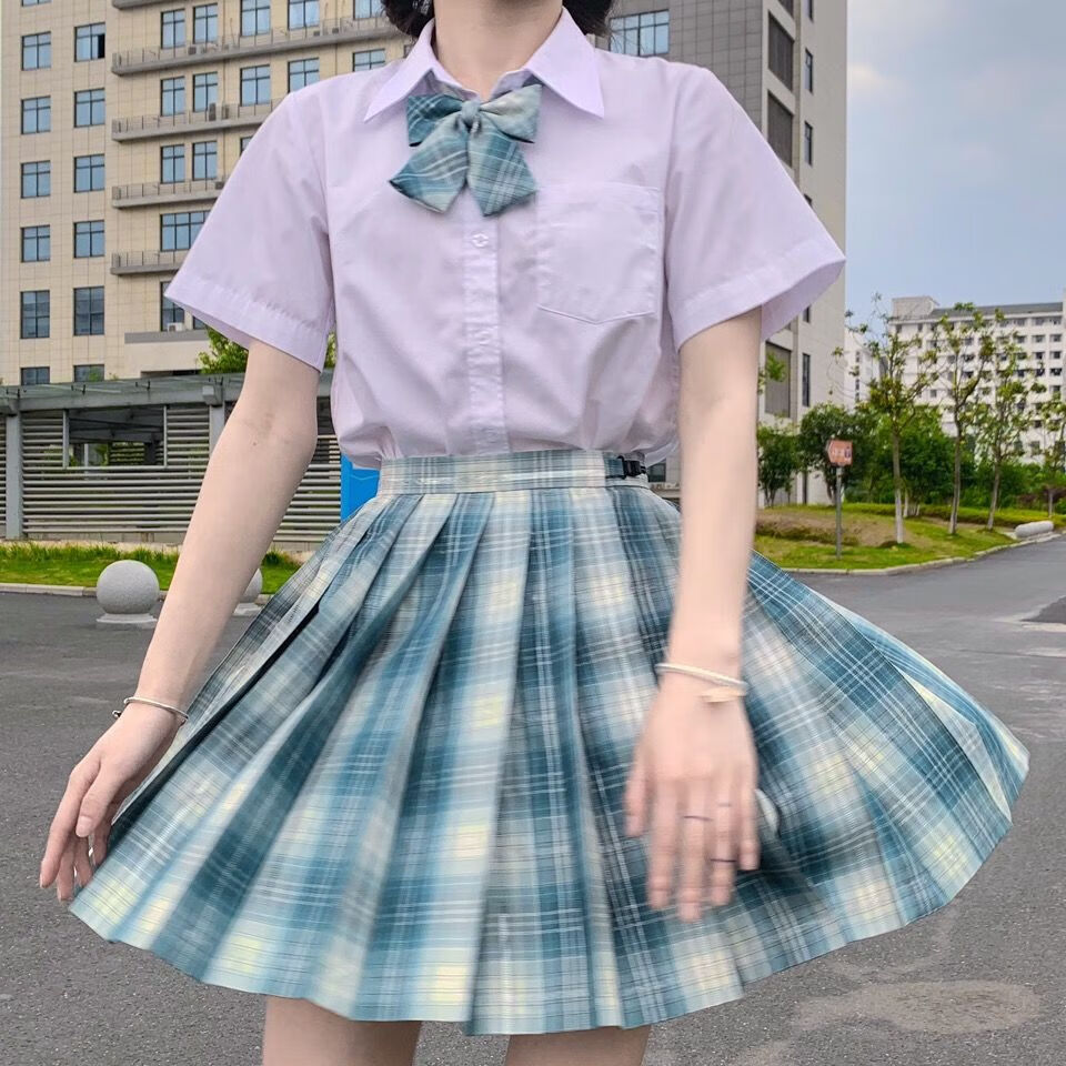 半身裙女银线jk格裙学生半身裙日系正统制服短裙 【吖蛋】短裙 领结 m