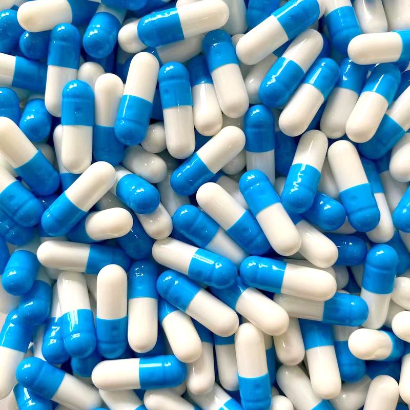 特小号口服食用空胶囊壳皮3号4号5号罐装壳小孩宠物可用100粒 4号蓝白