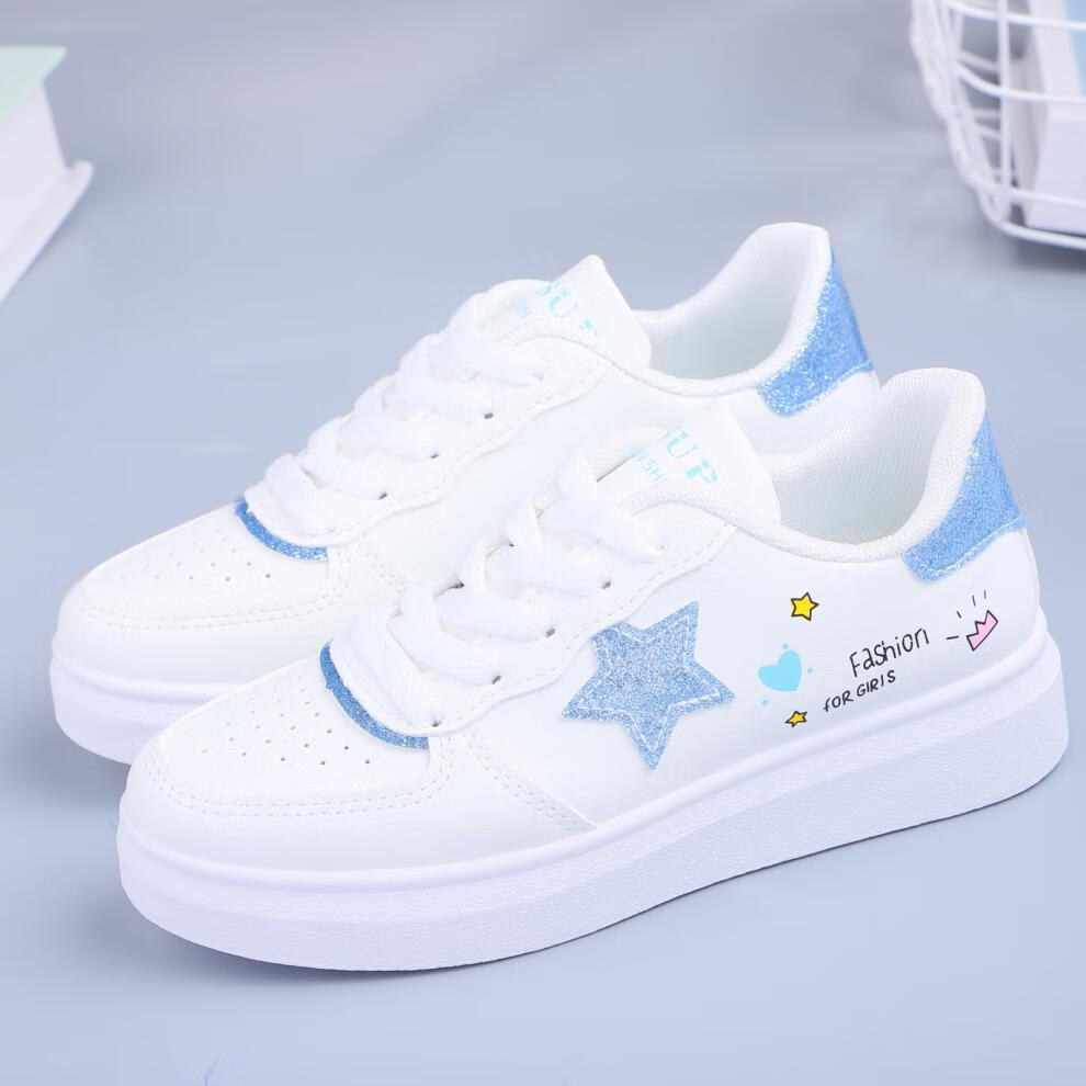 时尚新品鞋靴小学生小白鞋女生春款儿童平板鞋女孩春秋季女童运动鞋中