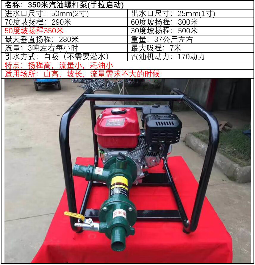 高揚程山地灌溉農用抽水泵自吸螺桿機高壓大功率汽油柴油機爬坡王柴油