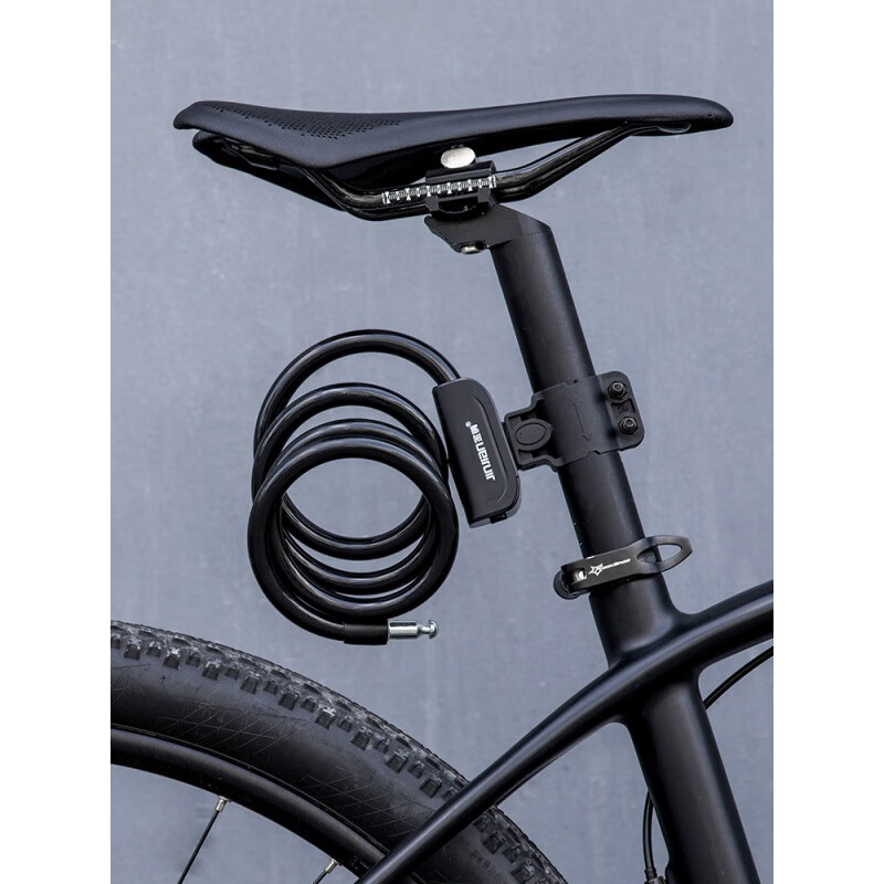 自行车锁钢缆山地公路锁便携小巧头盔儿童车锁骑行t503黑色锁架15米