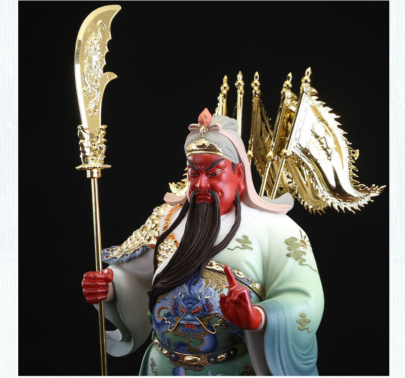 纤雅洁汉白玉关公神像客厅摆件家用店铺开业送礼招财武财神关二爷雕像