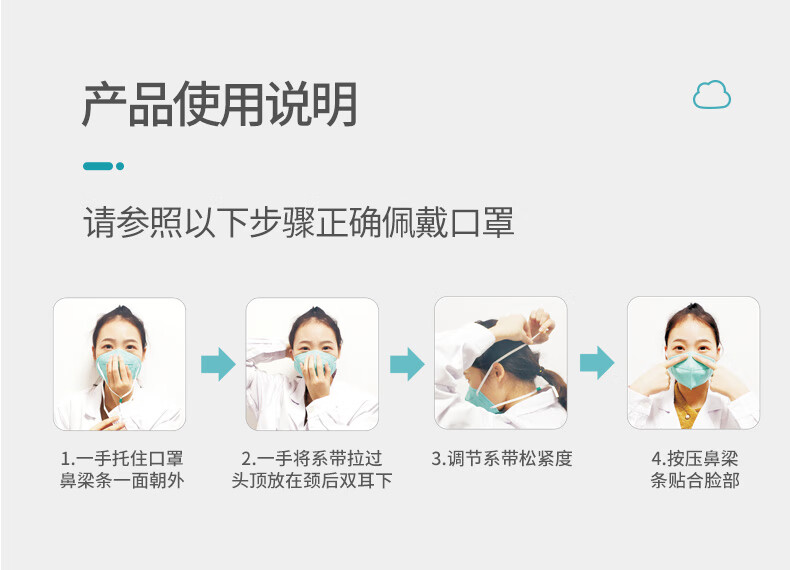 京健康醫用防護口罩n95型一次性口罩獨立包裝級醫用防護口罩白色1盒7