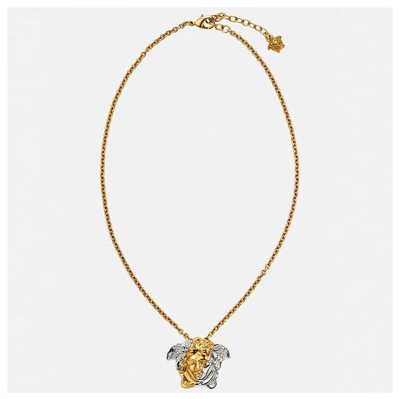 versace范思哲男女同款黄铜美杜莎头像双色吊坠项链情人节礼物【礼盒