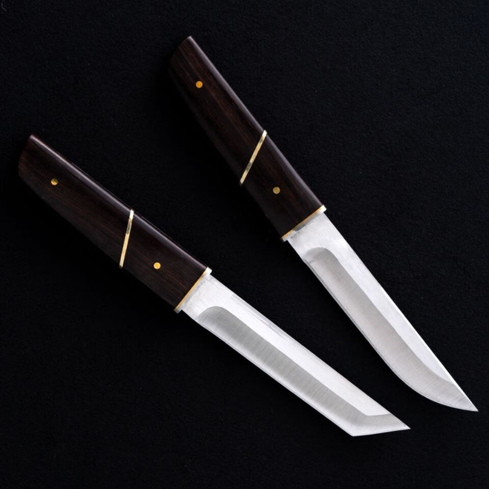 菊田水果刀胜男大马士革d2钢户外便携一体龙骨小直高硬度迷你刀具浅