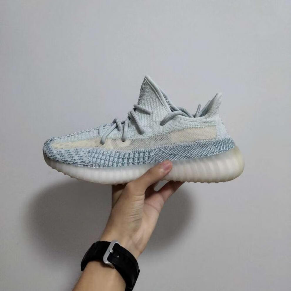 登险纯原真爆过毒冰蓝色椰子鞋350v2莆田真爆三杠冰蓝满天星男女镂空