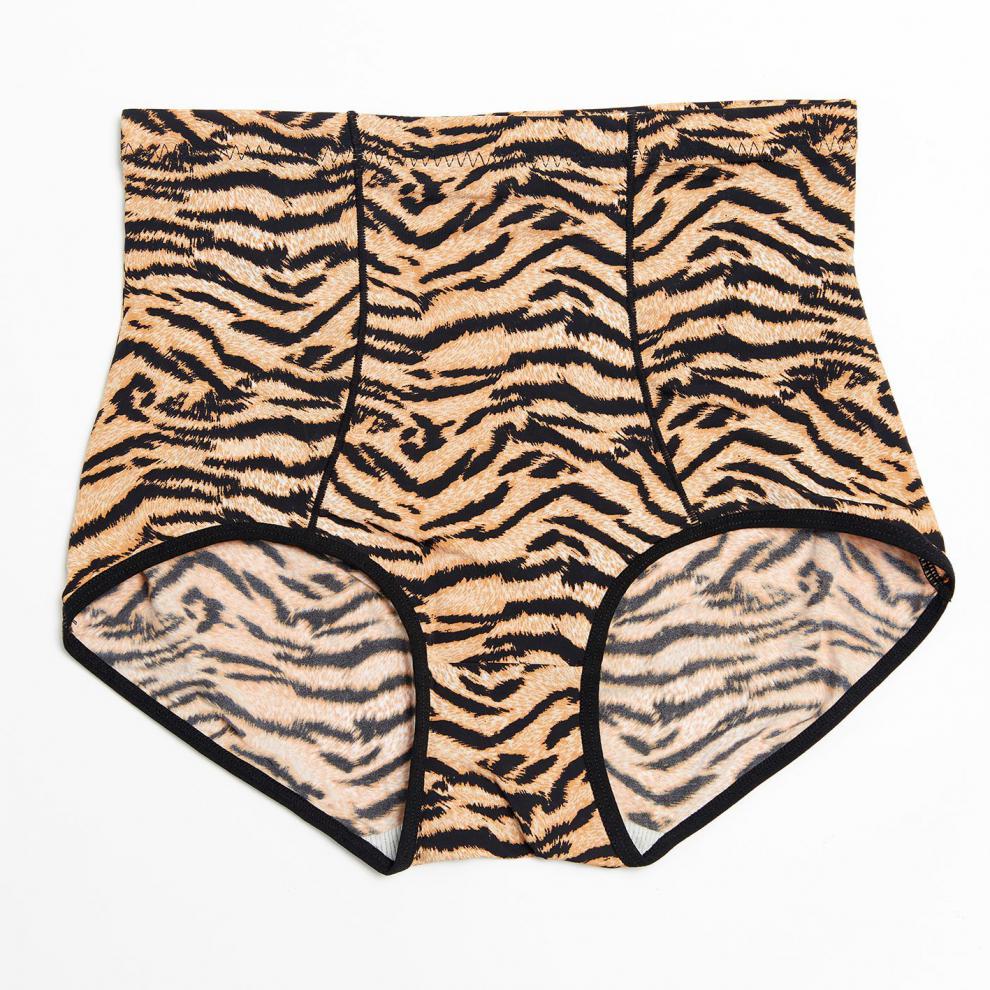 呓寻预售新款大版虎纹无痕高腰棉裆底裤收腹透气舒适冰丝内裤女紫色