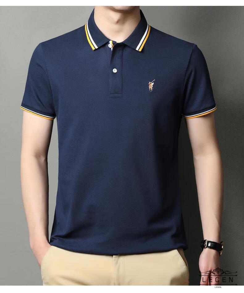 lecen高端奢侈品牌短袖polo衫男装2022夏季新款棉士纯色翻领简约刺绣