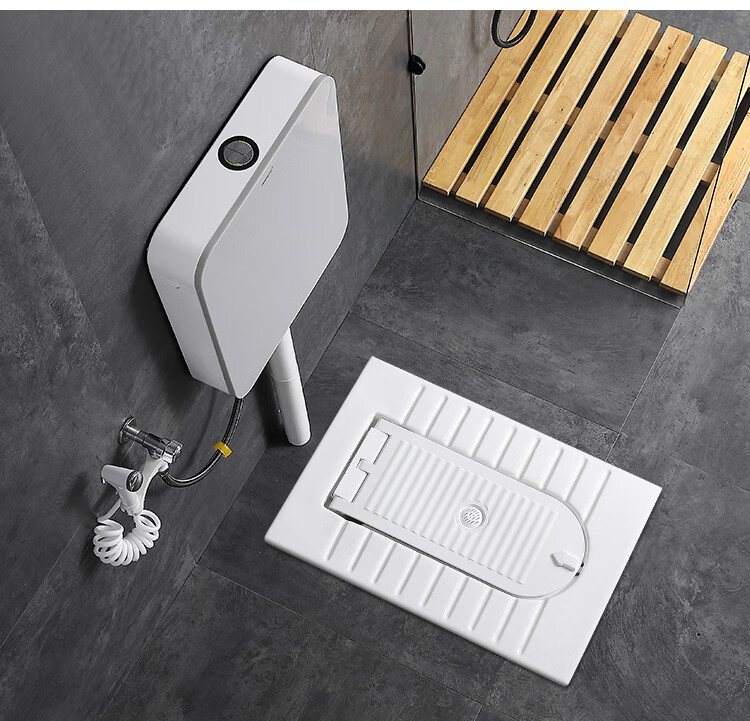 安·华蹲便器水箱 带盖板蹲便器一体翻盖式隐藏形蹲厕所有加盖蹲坑式