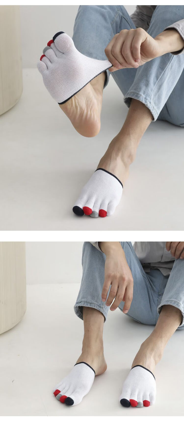 五指袜男夏季五指袜男士棉夏季薄款吸汗隐形分脚趾袜子半掌袜套凉鞋