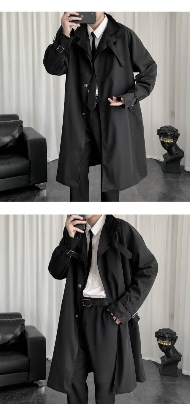 新款风衣外套男2021春秋季中长款风衣潮流百搭宽松大衣港风潮牌韩版