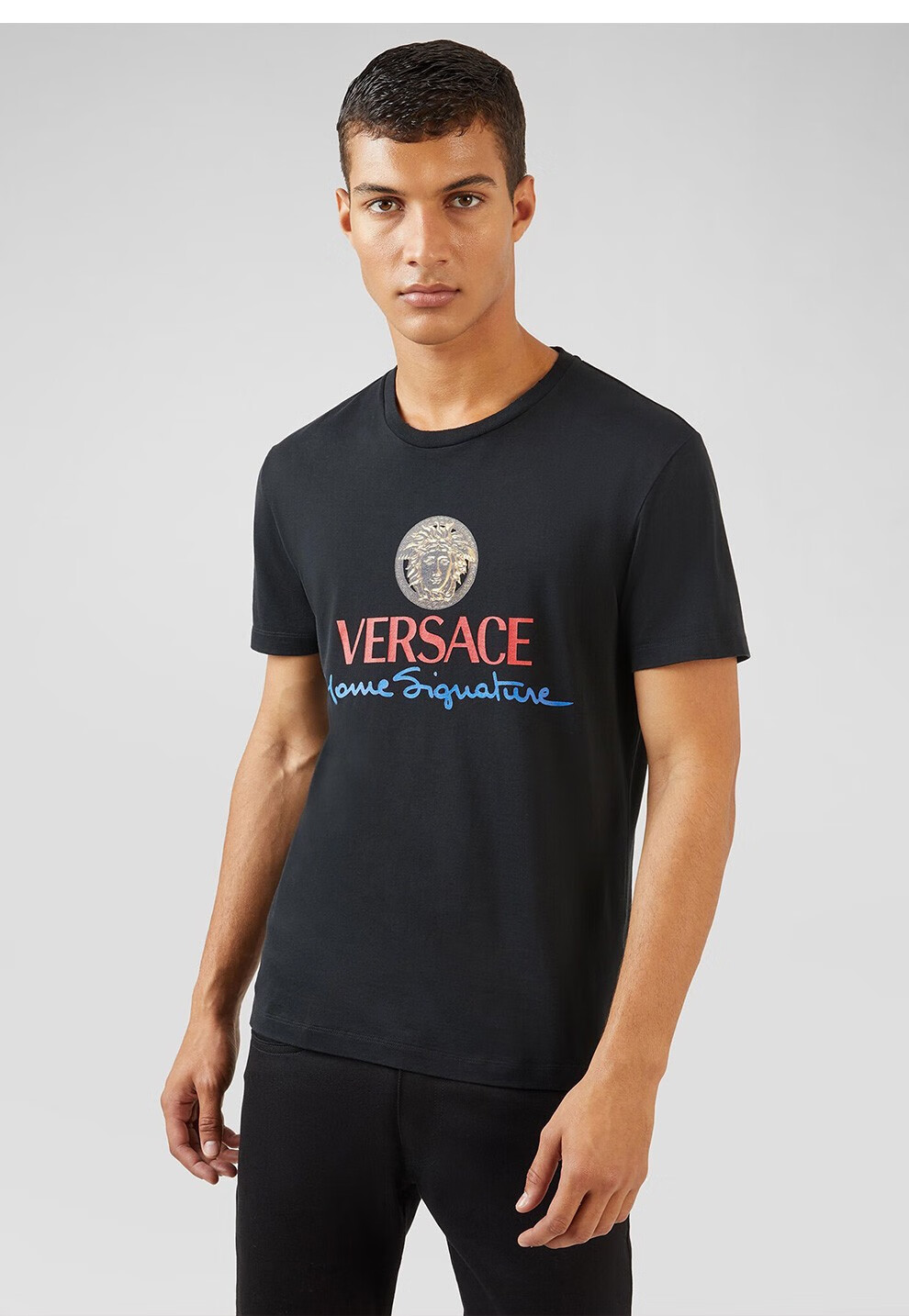 versace范思哲男装夏季新款棉质印花男士短袖t恤a85989a228806a1002