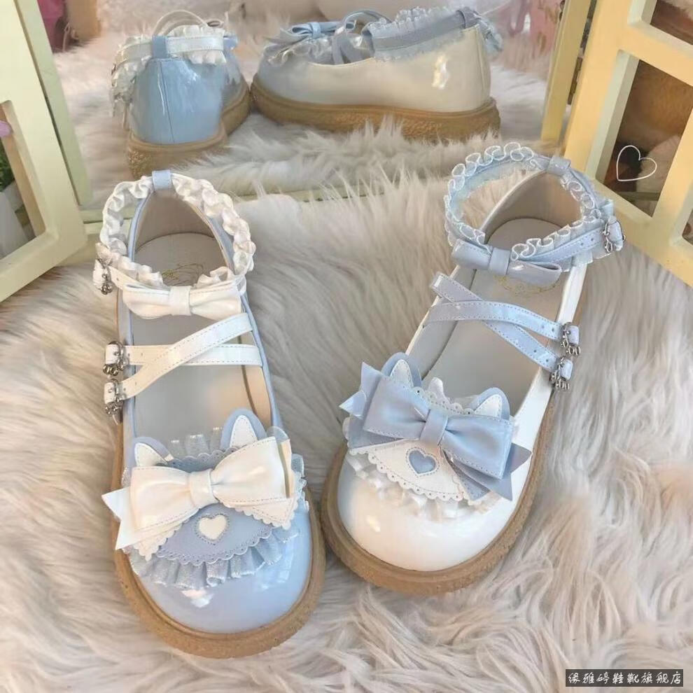 lolita鞋梅露露女生洛丽塔鞋子儿童日系可爱大头鞋单鞋蕾丝蝴蝶结制服