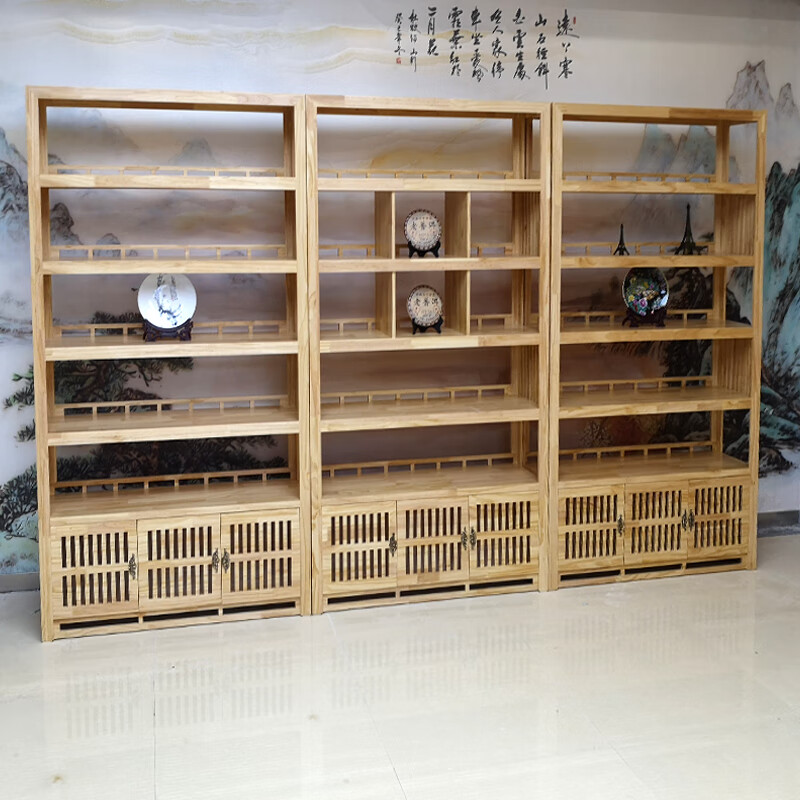 茶叶展示柜实木古董瓷器产品货架中式茶叶柜茶室展示架多宝阁定制