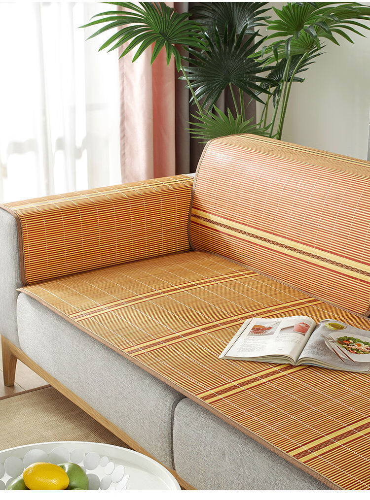 双面竹藤冰丝沙发垫凉垫凉席子坐垫防滑夏凉垫真皮沙发垫长110厘米宽