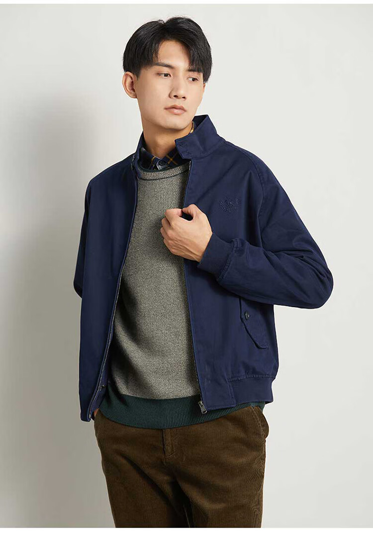 圣大保罗男士夹克衫秋冬商务休闲经典港风合身保暖棉立领短款外套