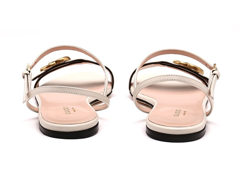 买手代购gucci古驰女鞋春夏新品女士双g金属标平跟凉鞋黑色35